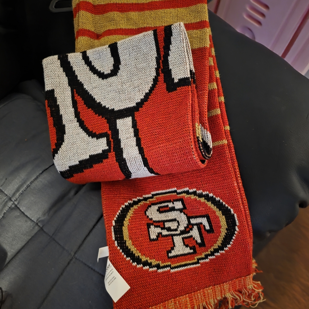 49ers Red and Gold Knit Scarf with Logo